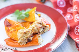 Low Carb Stuffed Peppers With Chicken Keto Gluten Free Easy
