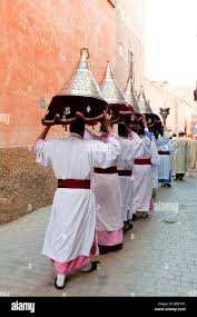 Gifts Being Carried To A Muslim Al Tasmiya Baby Naming Ceremony In Marrakesh Stock Photo Alamy