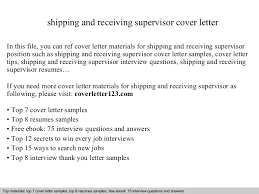 Shipping And Receiving Supervisor Cover Letter
