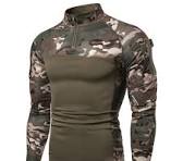 Camisa táctica de manga larga con cremallera de 1/4 para hombre, estilo  militar, camisa de combate con bolsillos, parte superior de airsoft, ropa  al ...