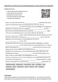 Arbeitsblatt Mit Luckentext Zum Thema Ist Alles Schlecht Gewesen In Der Zeit Der Weimarer Republik Weimarer Republik Unterrichten Deutsch Aufgaben