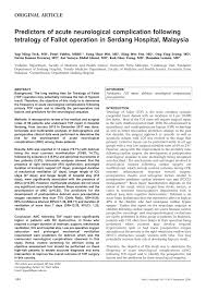 We did not find results for: Pdf Predictors Of Acute Neurological Complication Following Tetralogy Of Fallot Operation In Serdang Hospital Malaysia