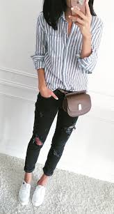 Black And White Striped Shirt Outfit Ideas Winter Outfits Gray And White Pinstripe Print Dress Shirt Outfits With Striped Shirts Blue Striped Shirt Outfit Black Striped Shirt Outfit