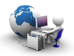 Working Place Connectet To Globe 3d Character Working On Computer Connectet To Affiliate Connectet Globe Working 3d Character Workplace Conceptual