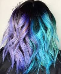 Lilac Purple Blue Split Hair Color Split Dyed Hair Split Hair Lilac Hair