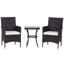 Usserenay 3 pieces rocking patio bistro set, wicker patio furniture sets, outdoor modern bistro rattan chairs, patio conversation sets with glass coffee table (black rattan blue cushion) 4.0 out of 5 stars. Outsunny Rattan Bistro Set Brown Robert Dyas