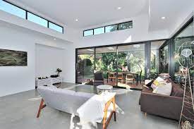 Modern Living Room Extension With Polished Concrete Floor Concrete Floors Living Room Extension Polished Concrete Floor Living Room