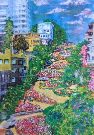 Lombard Street Print Of Original Painting Crooked St San Etsy Landscape Lombard Street Street Painting