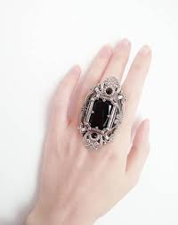 Black And Silver Rings For Women Black Gothic Ring Gothic Jewelry Black Swarovski Ring Silver Womens Large Statement Ring Victorian Jewelry Swarovski Rings Silver Gothic Jewelry Gothic Rings