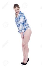 Women have a much broader pelvic bone than men, since they need to be able to bear and give it means that in women the hip line is the broadest part of the body, and a narrower waist appears by this section details the way proportions change from birth till the end of physical growth which marks. Fashion Pose Of Beautiful Woman In Shirt Hiding Her Body Parts Stock Photo Picture And Royalty Free Image Image 14552843
