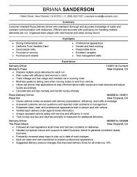 pizza delivery drivers resume example