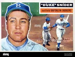 A 1956 Topps baseball card depicting star player and Hall of Famer Dike  Snider with the Brooklyn Dodgers Stock Photo