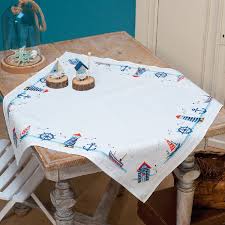 Contactez nous pour un motif de broderie machine personnalisé en remplissant le formulaire de demande de. Kit Nappe A Broder Au Point De Croix Point Compte Motif Maritime Vervaco Broderies Cie