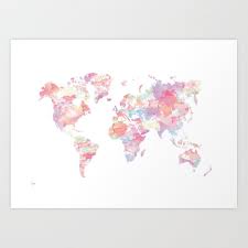 Get the best deal for pink art prints from the largest online selection at ebay.com. Watercolour World Map Pink Art Print By Cloverchen Society6