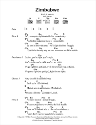 Bob Marley Zimbabwe Sheet Music Download Printable Reggae Pdf Guitar Chords Lyrics Score Sku 41948