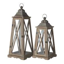 2 Lanternes De Jardin En Bois Effet Rouille H 80 Cm Lignon Maisons Du Monde Dekorative Laternen Lampen Wohnzimmer Dekorative Lampen