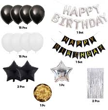 Use these colors in everything from wall decor to table settings and flowers to create a stylish and bold look for your next party. Black And White Happy Birthday Theme Decoration Kit Combo 38pcs Adult Husband Boys 30th 40th 60th 70th Kids Birthday Party Decoration Items Birthday Decoration Items Balloons For Decoration Birthday