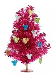 Christmas tree, live or artificial evergreen tree decorated with lights and ornaments as a part of christmas festivities. Disney Christmas Tree Mickey Mouse Tinsel Mid Century Br