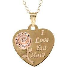 10kt Gold Heart Disk With Flower And I Love You More Pendant Necklace Women S Metal Type Heart Disc Gold Fill Necklace Gold Flowers