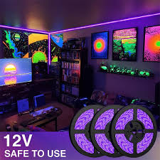 50ft Led Black Light Strip Flexible Uv Strip Light 12v Blacklight Ribbon Onforuleds