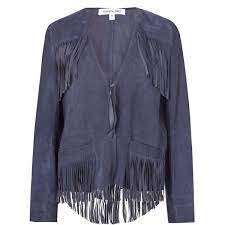 Elizabeth And James Navy Zadeh Fringe Jacket Vintage Fringe Jacket Blue Leather Jacket Fringe Leather Jacket