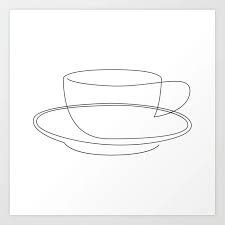 Buy Coffee Or Tea Cup Line Art Art Print By Dronathan Worldwide Shipping Available At Society6 Com Just One Of Millions Tea Tattoo Tea Cup Drawing Line Art