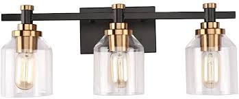 Black bathroom accessories *see offer details. Create For Life 3 Light Bathroom Vanity Light Industrial Wall Sconce Bathroom Lighting Matte Black Finish Brushed Gold Copper Accent Socket Clear Glass Shade Amazon Com