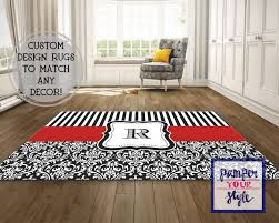 Personalized Area Rug Black And Aqua Chevron Custom Rug By Pamperyourstyle On Etsy Rugs Custom Rugs Area Rugs
