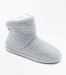Whip yourself up some knitted slipper boots. Grey Knitted Slipper Boots New Look