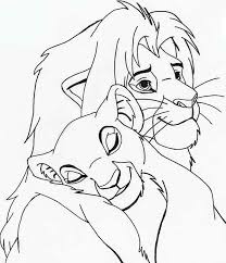 Nala Sleep On Simba Shoulder Coloring Page Download Print Online Coloring Pages For Free Colo Disney Drawings Sketches Disney Art Drawings Coloring Pages