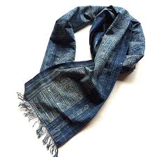 thai vintage indigo scarf from thailand material cotton color indigo natural indigo dye menswear accessori natural indigo dye vintage indigo indigo dye