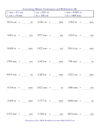 Measurement Worksheet Metric Conversion Of Meters Centimeters And Millimeters B Measurement Worksheets Metric Conversions Worksheets
