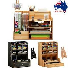 The most common desk shelf organizer material is wood. Wooden Office Desk Organizer Storage Shelf Rack Pen Pencil File Drawer Rack Au Ebay