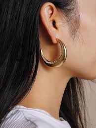 Rhinestone Decor Moon Design Stud Earrings In 2020 Moon Design Stud Earrings Stud