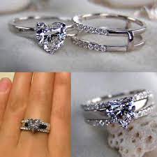 Engagement Bands That Fit Together Bing Images O Don T Like The Heart Shape But The Way They F Heart Wedding Rings Wedding Rings Engagement Beautiful Rings