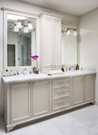 Gorgeous Master Bathroom Features A Light Grey Double Vanity Adorned With Polished Nickel Master Bathroom Vanity Bathrooms Remodel Double Sink Bathroom Vanity