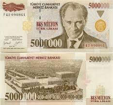 5 Million Turkish Lira Turkish Lira Bank Notes Money Collection