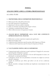 Analisi Critica Della Storia Professionale E Relazione Di Tirocinio Indice Pagina 1 Di 2
