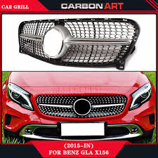2014 For Mercedes Gla Class X156 Diamond Grille Mesh Chrome Silver Black Design Front Grill Gla250 Gla220 Gla200 Gla260 Mercedes Gla Car Front Bmw Car