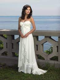 Empire Waist Beach Wedding Dress With Strapless Sweetheart Neckline And Ruffled Hem Wedding Dresses Bridal Dresses Simple Wedding Dress Beach