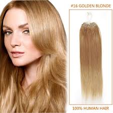 Largest hair extensions range online. 22 Inch 100s Straight Micro Loop Human Hair Extensions 16 Golden Blonde 100g For Semi Permanent Lock