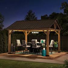 12 Ft W X 10 Ft D Solid Wood Patio Gazebo In 2020 Patio Gazebo Wood Patio Backyard Pavilion