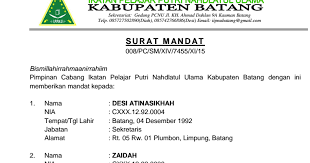 For more information and source, see on this link : Surat Mandat Ipnu Ippnu