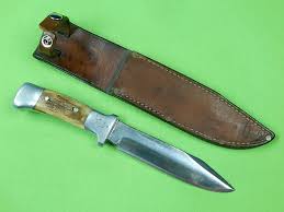 Vintage Us Custom Hand Made Ruana M Stamped 25c Hunting Fighting Knife Knife Fixed Blade Knife Leather Sheath