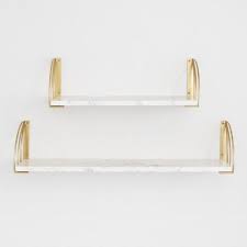 Glass shelf cased in brass iron. White Marble Mix Match Wall Shelves World Market