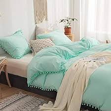 amazon com move over 2 pieces turquosie bedding turquoise blue duvet cover set ball fringe pattern design sof turquoise bedding blue bedding blue bedding sets