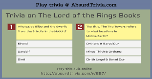 I have a question regarding the ring contest. Trivia Quiz Trivia On The Lord Of The Rings Books