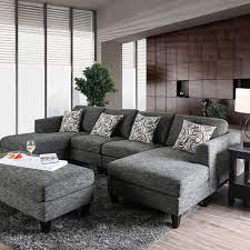 Furniture Of America Breckenridge Grey 4 Piece Chenille Modular Sectional Sofa Modular Sectional Sofa Contemporary Sectional Sofa Living Room Furniture Styles