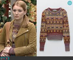 Knitted sweater in 2 strands drops alpaca bouclé. Wornontv Jordan S Floral Sweater And Suede Moto Jacket On The Young And The Restless Madison Thompson Clothes And Wardrobe From Tv