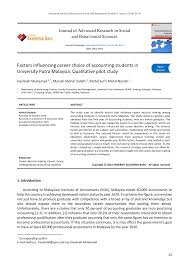 Pdf Factors Influencing Career Choice Of Accounting Students In University Putra Malaysia Qualitative Pilot Study